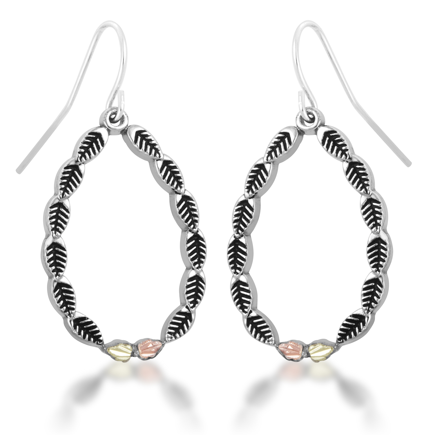 Hoop Earrings in Black Hills Gold Motif. 