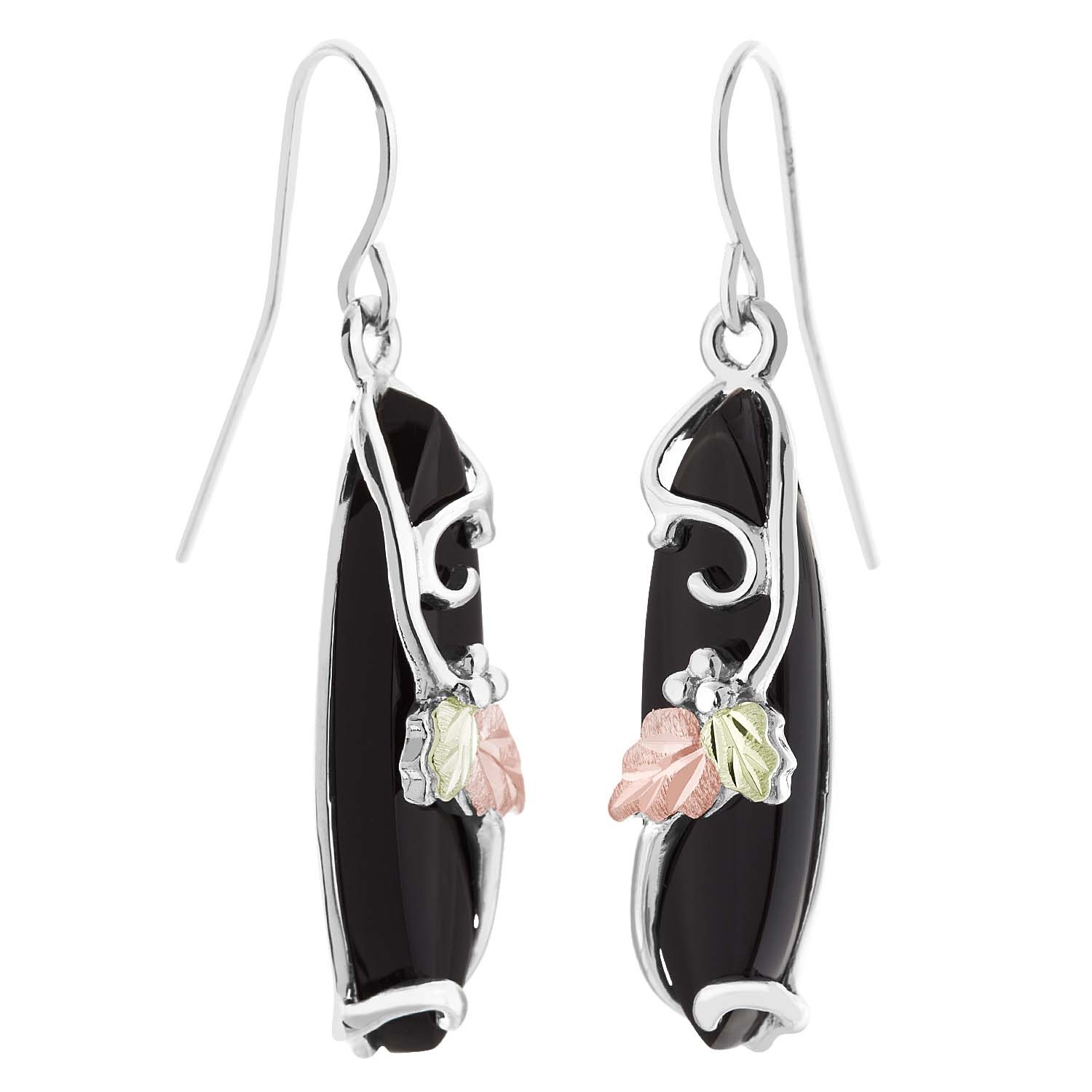 Birthstone Earrings in Black Hills Gold Motif, set in Sterling Silver. 