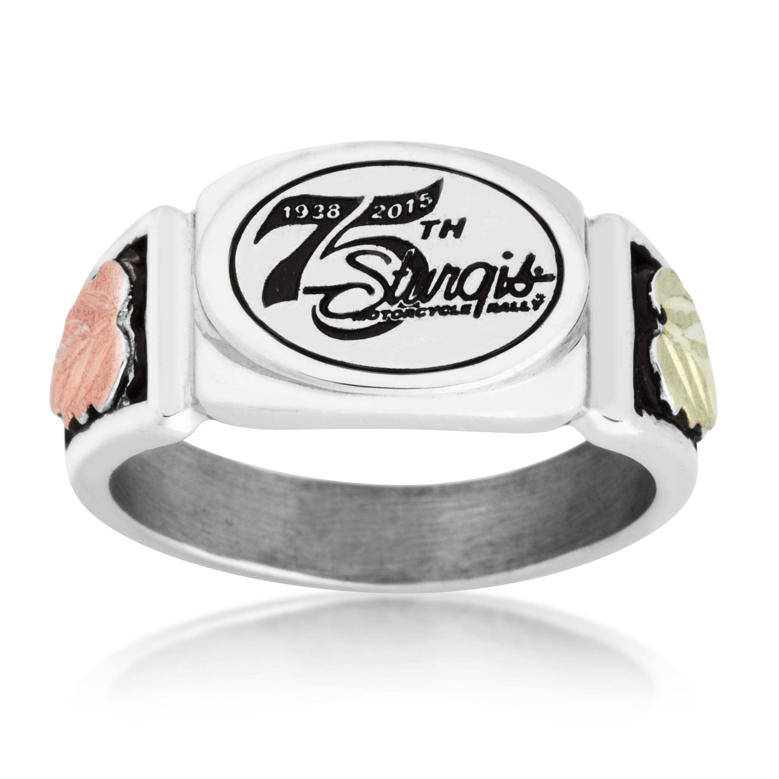 75th Sturgis Rally Black Hills Gold Sterling Silver Commemorative Women's Ring. 