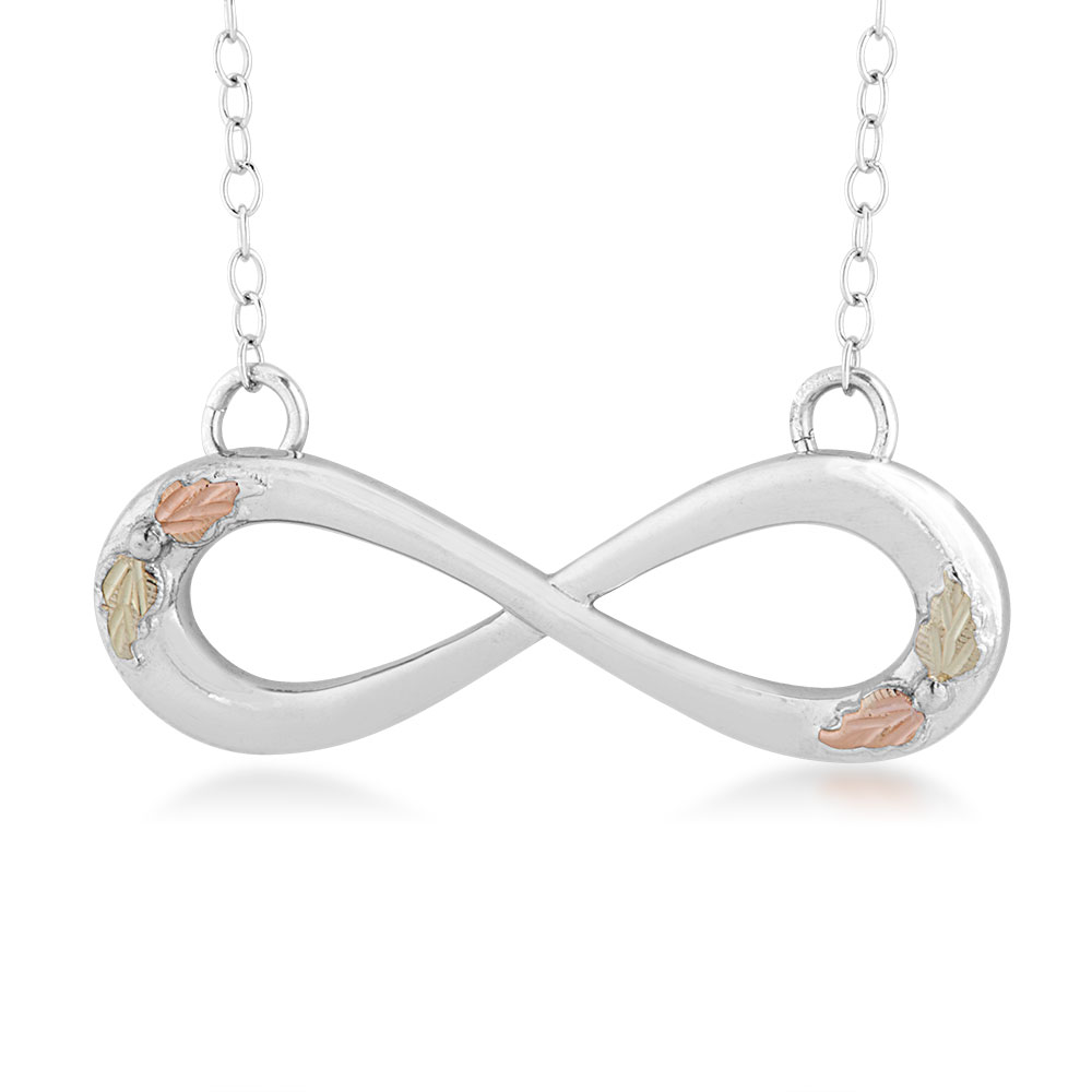 Sterling Silver Infinity Jewelry with Black Hills Gold motif. 