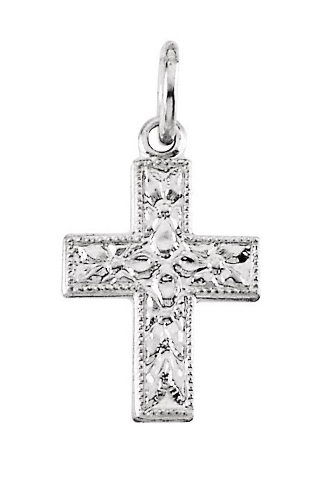 Small Cross Pendant, Rhodium-Plated 14k White Gold