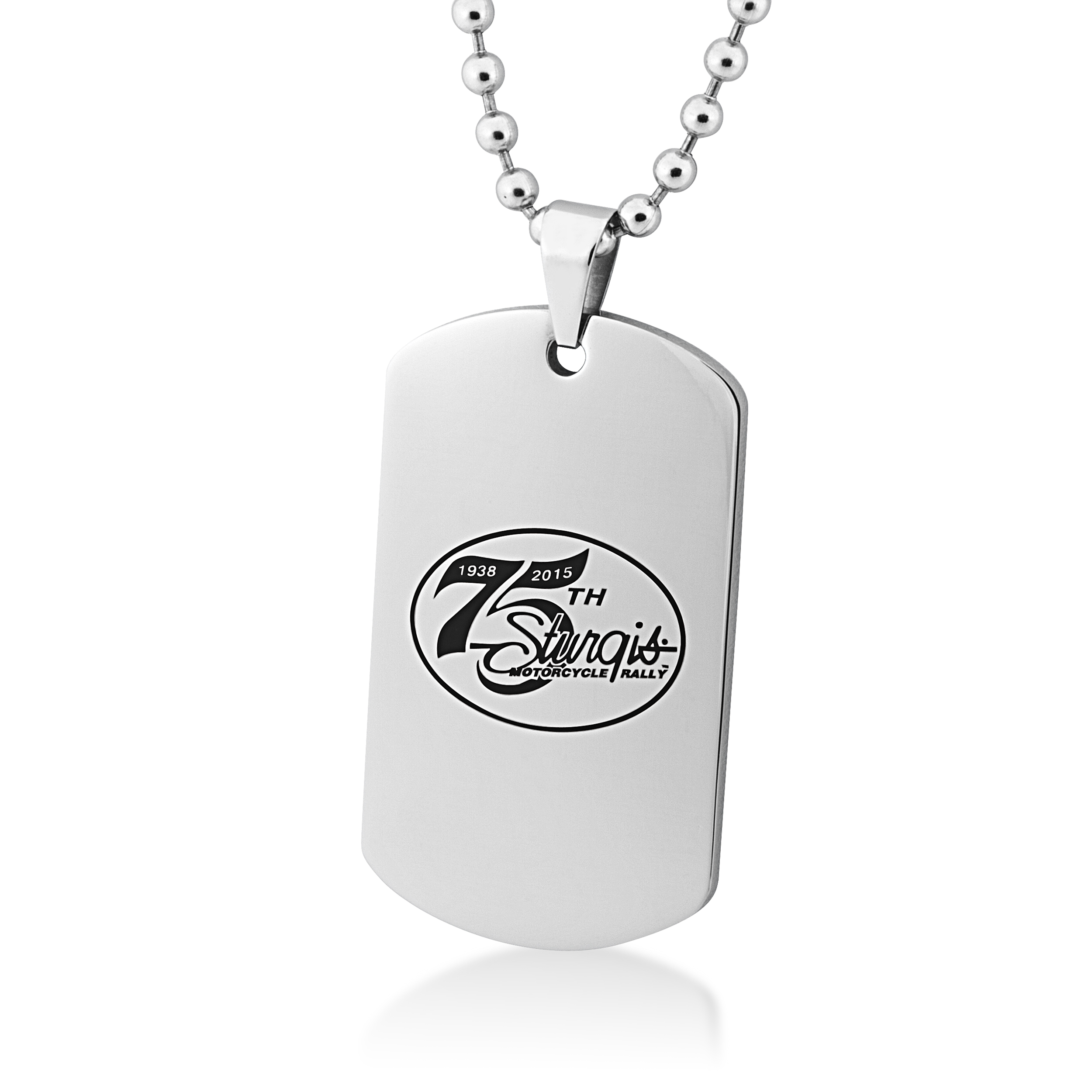 75th Sturgis Rally Black Hills Gold Sterling Silver Men's Commemorative Dog-tag Necklace. 