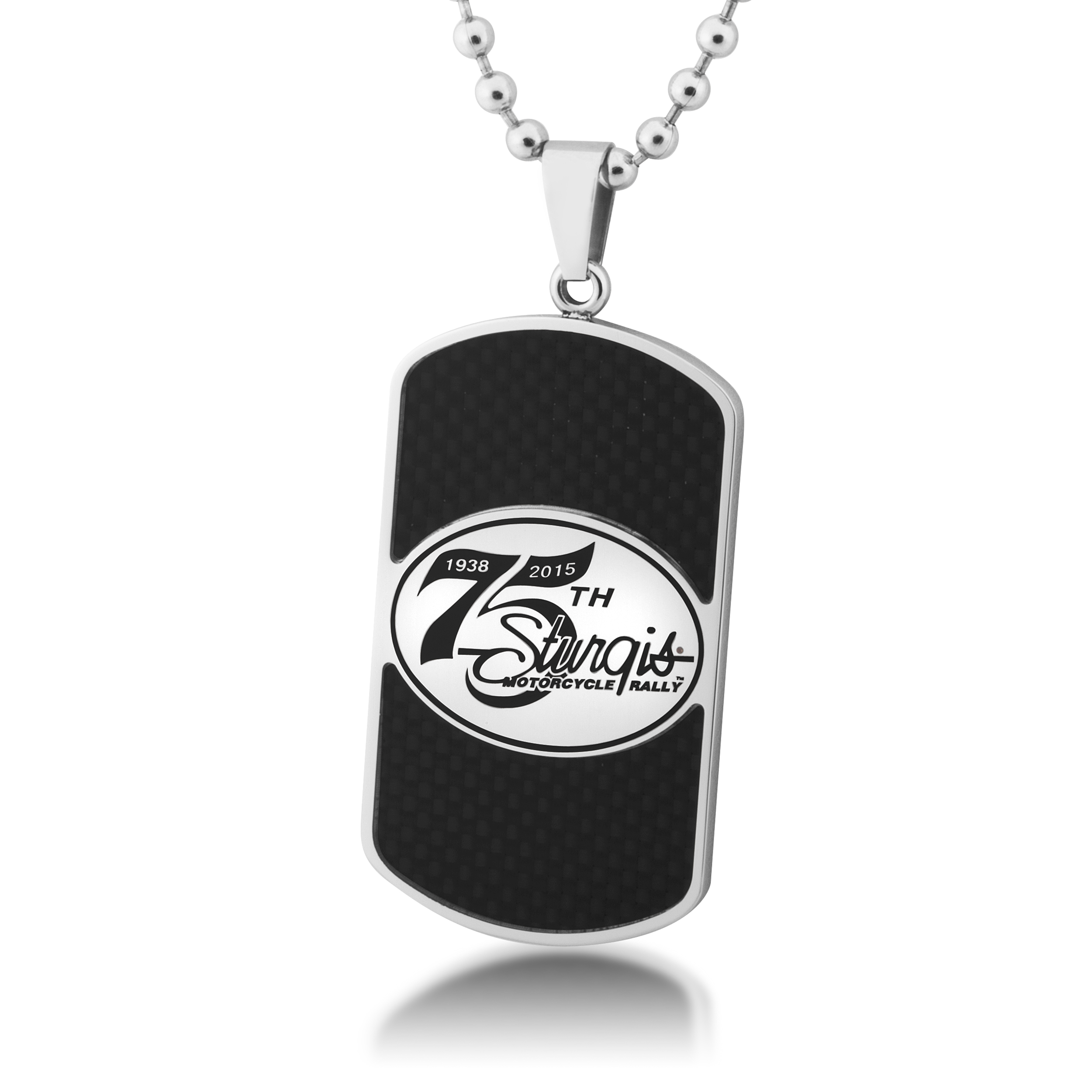 75th Sturgis Rally Black Hills Gold Sterling Silver Men's Commemorative Dog-tag Necklace, 