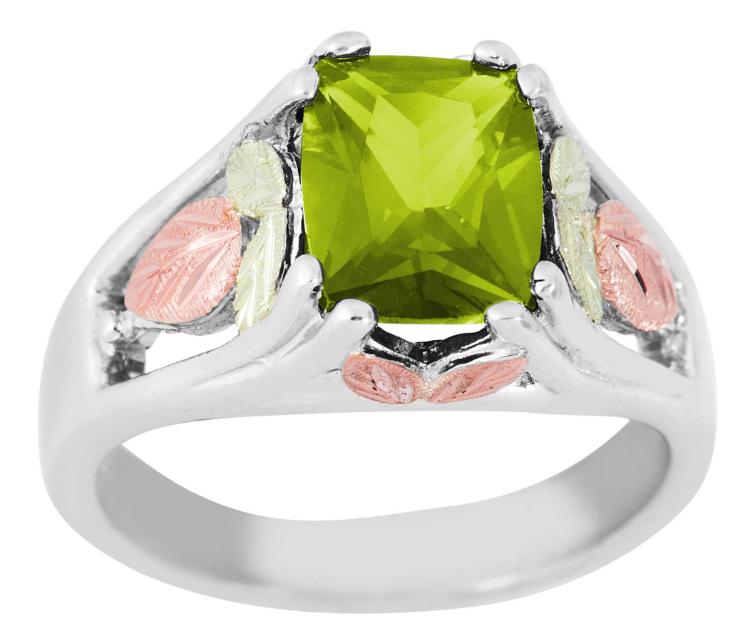 Created Soude Peridot August birthstone ring.