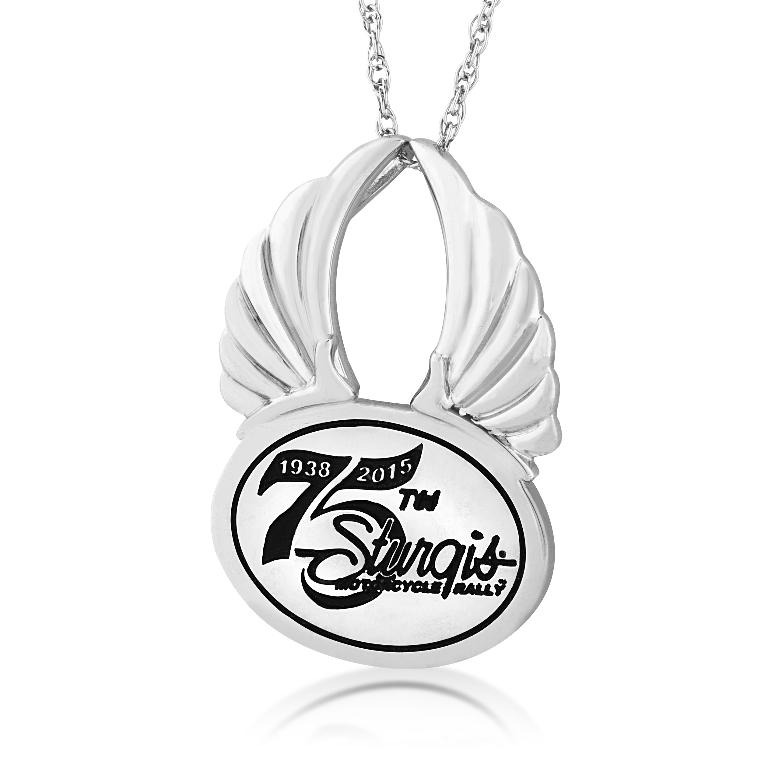 75th Sturgis Rally Black Hills Gold Sterling Silver Commemorative Pendent with Rally Sign & Wings. 