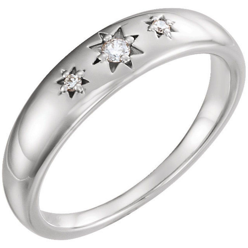 Diamond Starburst Ring, Rhodium-Plated 14k White Gold 
