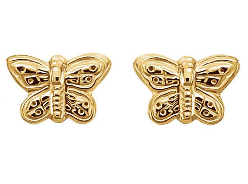 Youth Engraved Butterfly Earrings, 14k Yellow Gold 
