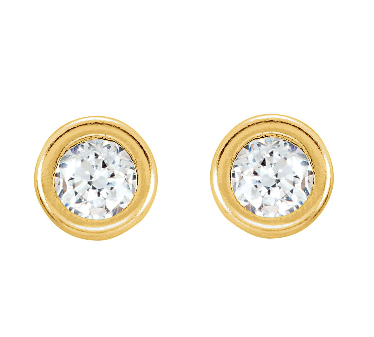 Bezel Stud Earrings, 14k Yellow Gold