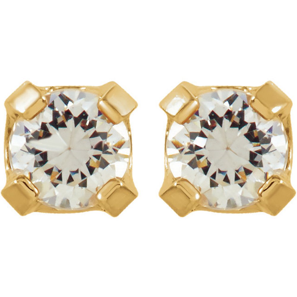 CZ Inverness Piercing Earrings, 14k Yellow Gold 
