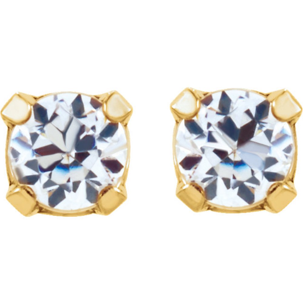 CZ Inverness Piercing Earrings, 24k White Gold with Stainless Steel 
