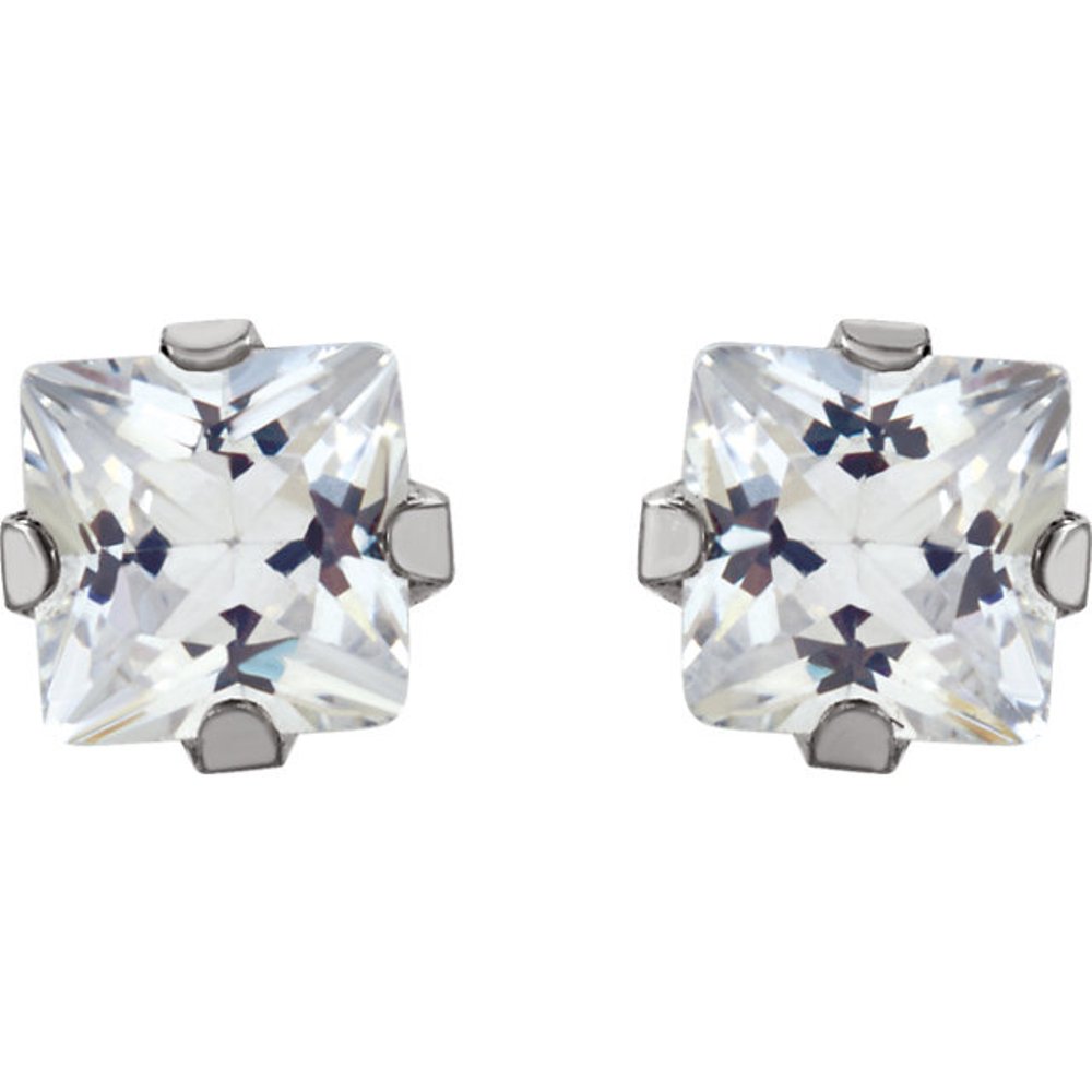 CZ Inverness Piercing Earrings, Rhodium-Plated 14k White Gold
 