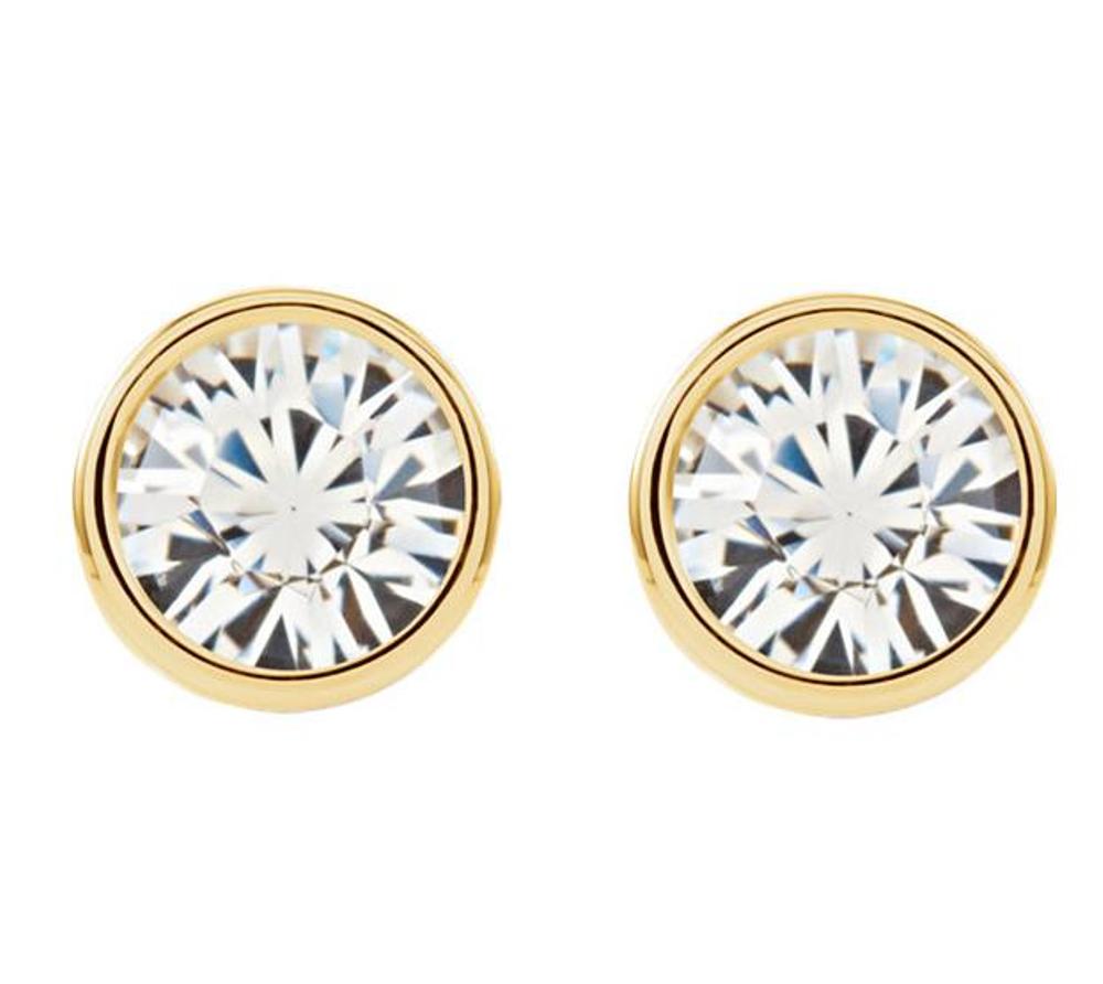 Crystal Inverness Piercing Bezel Earrings, 14k Yellow Gold 
