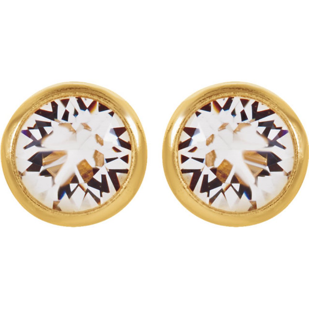 Crystal Inverness Piercing Bezel Earrings, 14k Yellow Gold 
