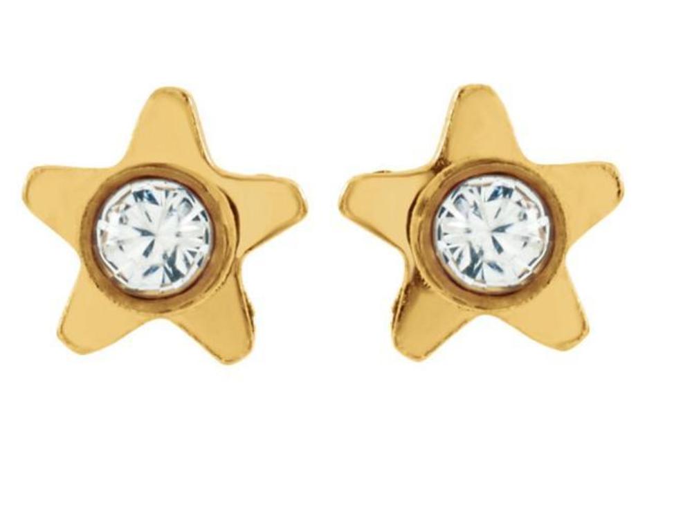 Crystal Star Inverness Piercing Earrings, 24k White Gold with Stainless Steel 
 