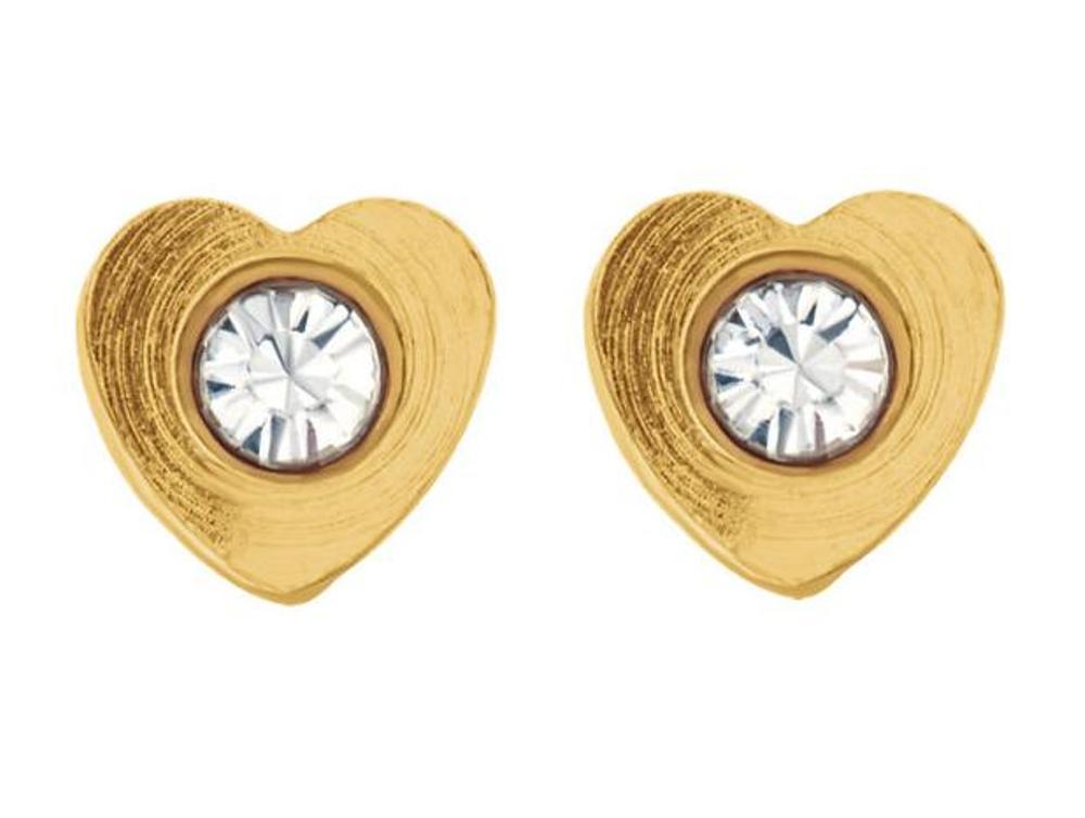 Crystal Heart Inverness Piercing Earrings, 24k White Gold with Stainless Steel 
