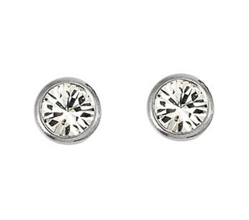 Bezel Set Crystal Earrings,Titanium