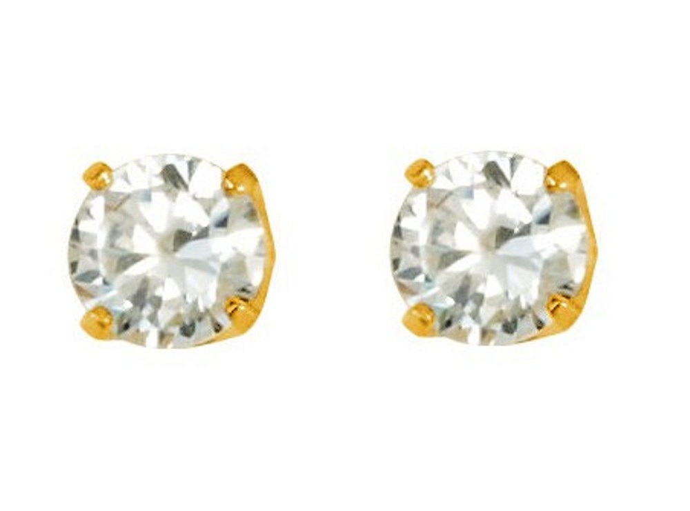 CZ Inverness Piercing Earrings, 14k  Yellow Gold