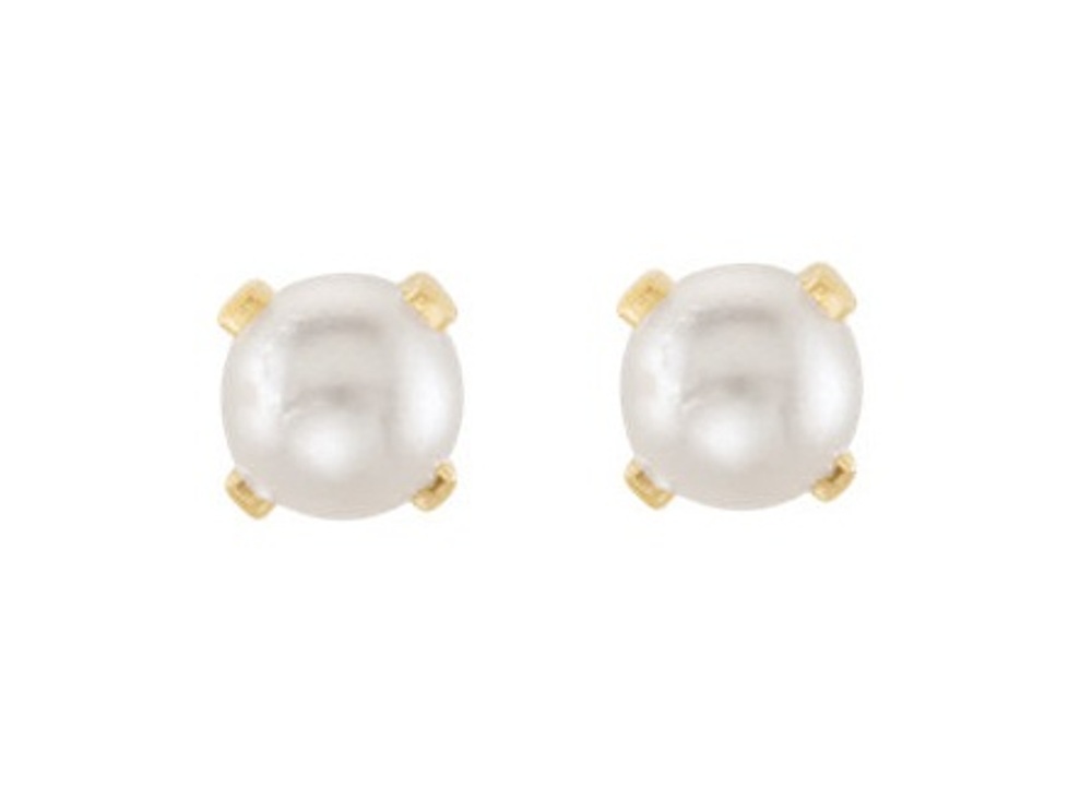 Created Cream Cultured Pearl Inverness Piercing Earrings, 14k Yellow Gold