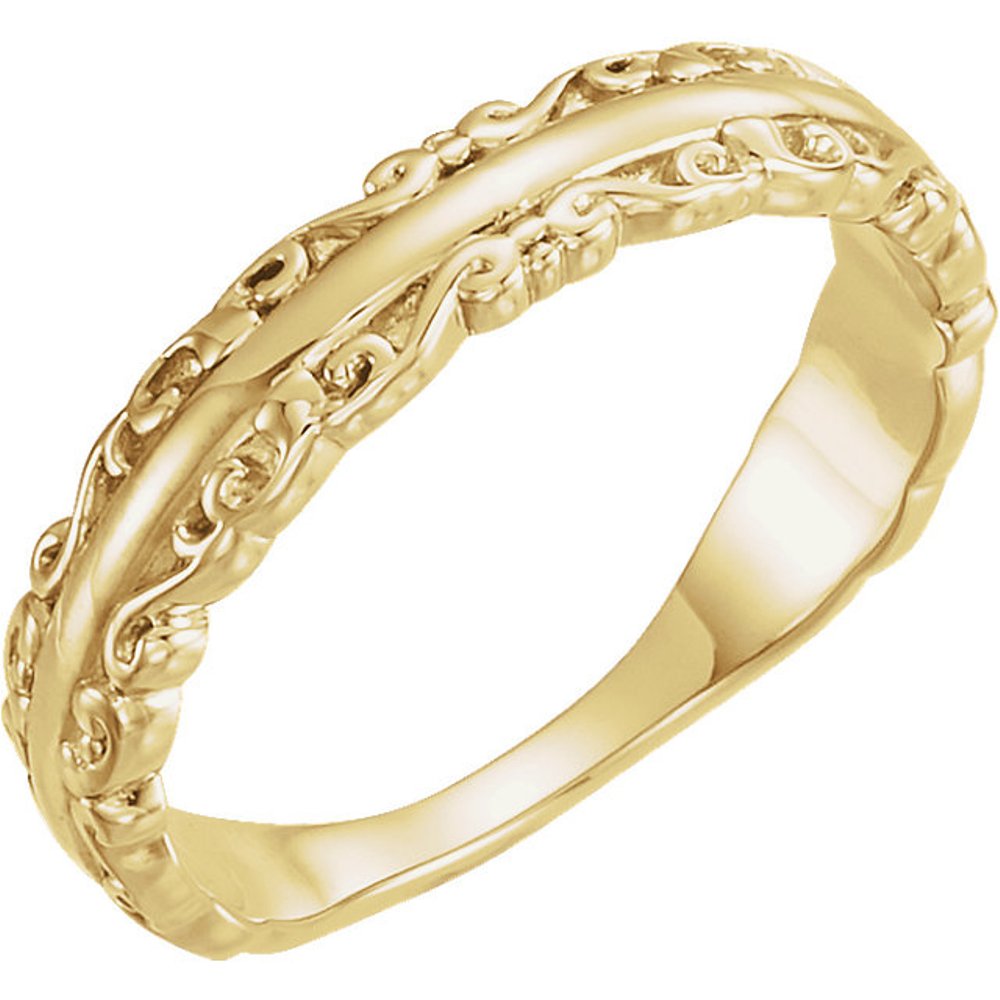 Scrollwork Stackable Ring, 14k Yellow Gold
