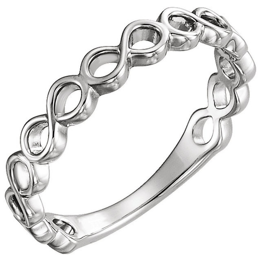 Infinity-Inspired Stackable Ring, Rhodium-Plated 14k White Gold
