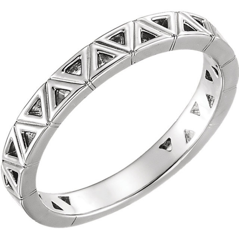 Stackable Geometric Ring, Rhodium-Plated 14k White Gold
