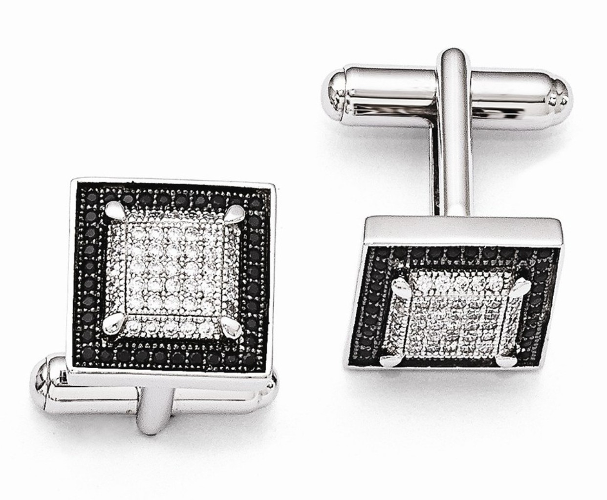 Sterling Silver And CZ Brilliant Embers Cuff Links