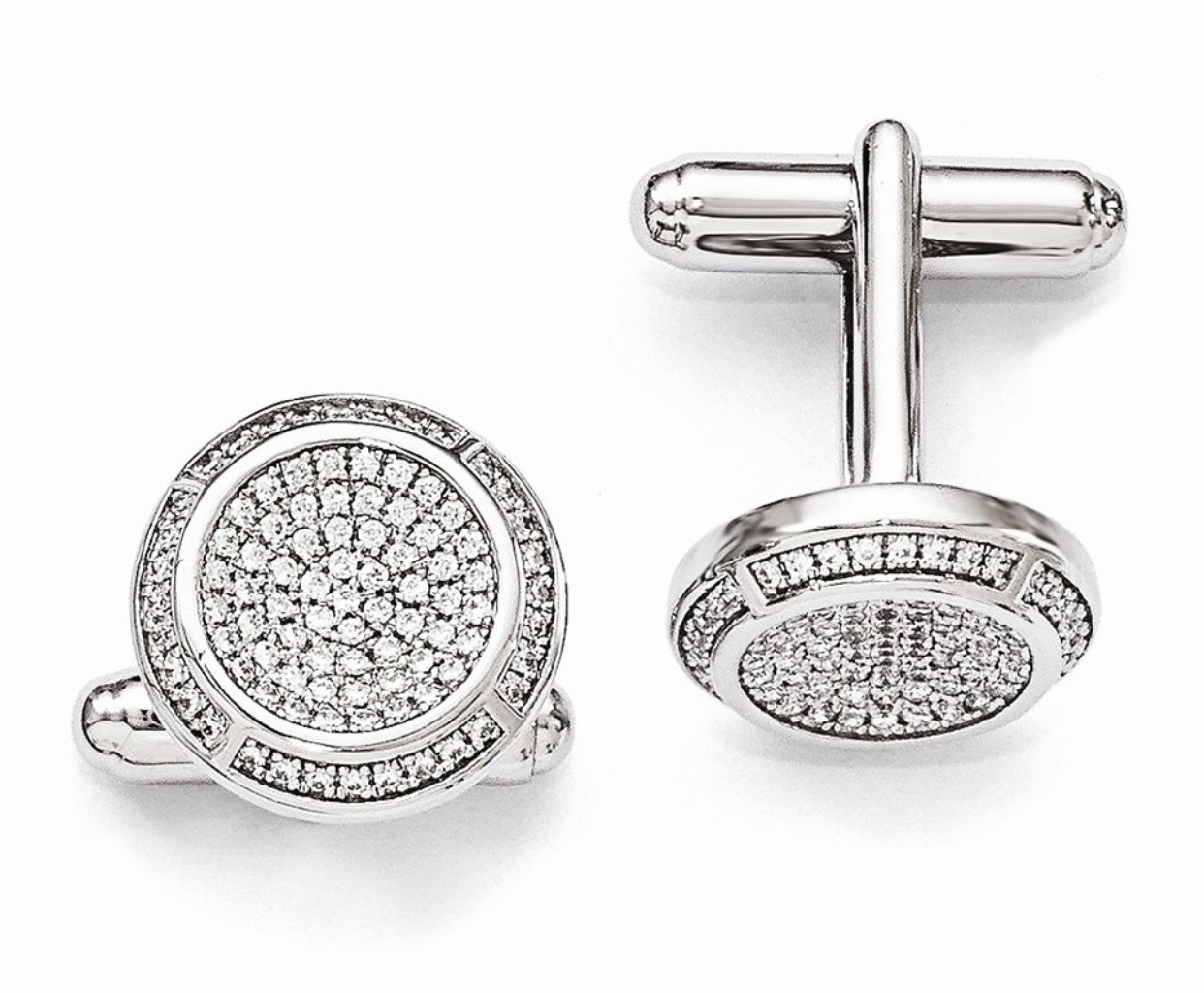 Sterling Silver And CZ Brilliant Embers Cuff Links