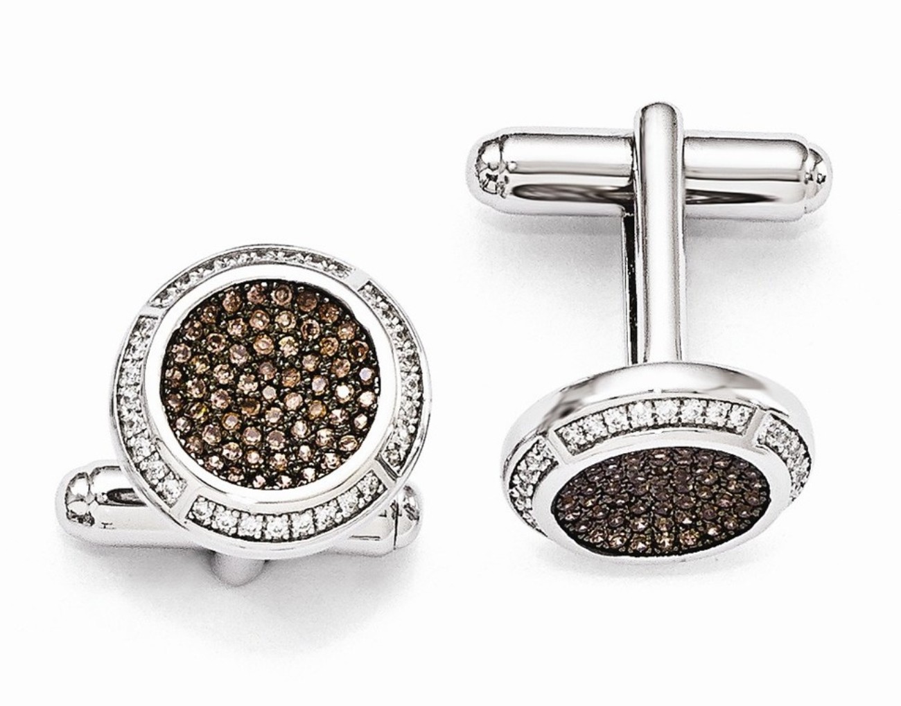 Sterling Silver And CZ Brilliant Embers Cuff Links