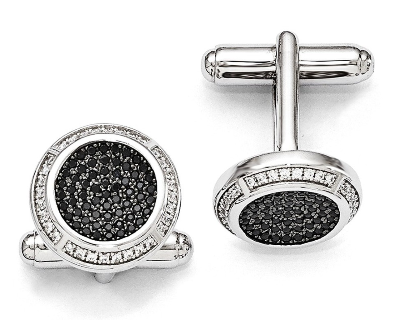 Sterling Silver And CZ Brilliant Embers Cuff Links