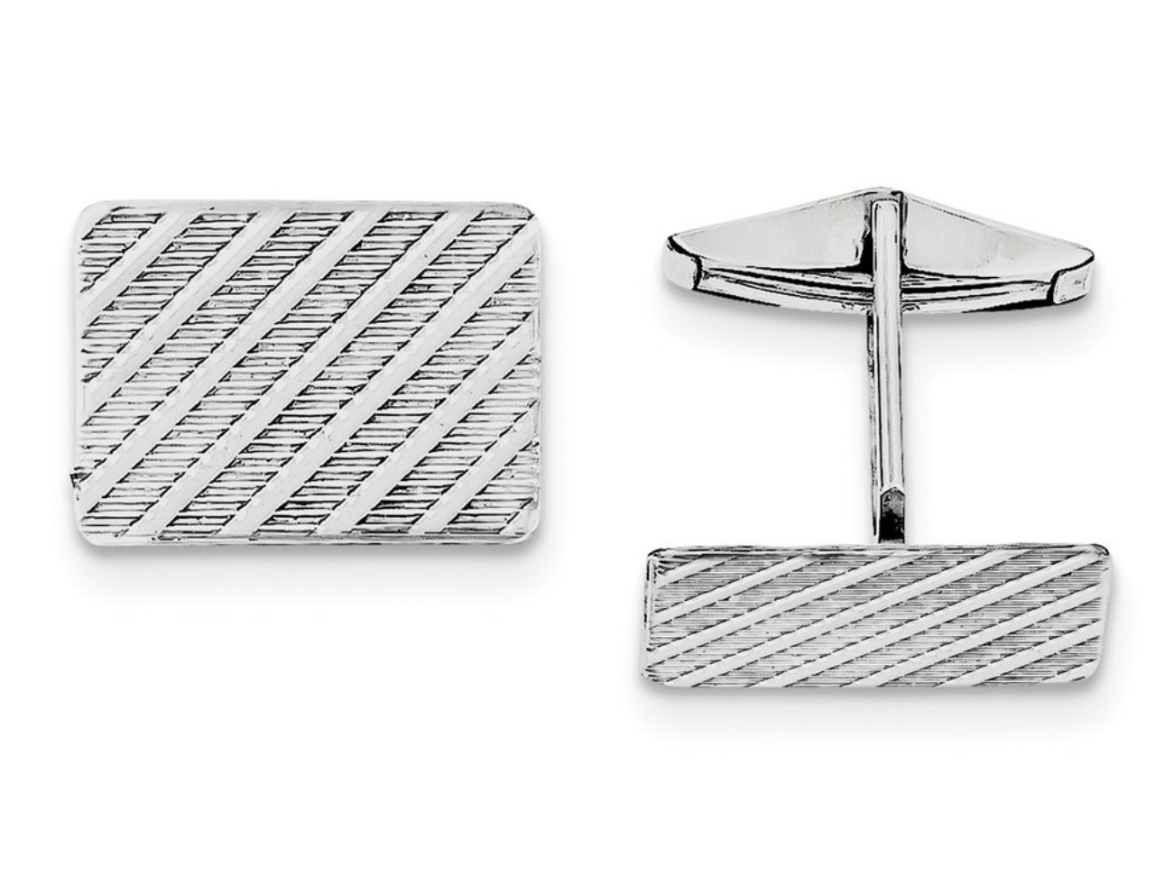 Sterling Silver Rhodium-Plated Cuff Links
