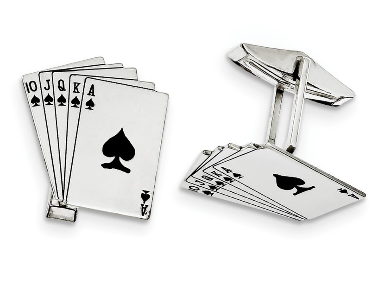 Sterling Silver Royal Flush Cuff Links