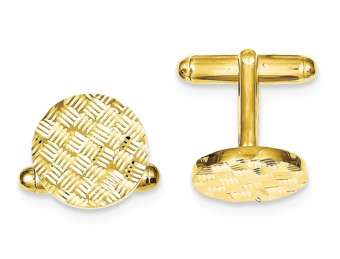 Sterling Silver And Vermeil Round Woven Design D/C Cuff Links