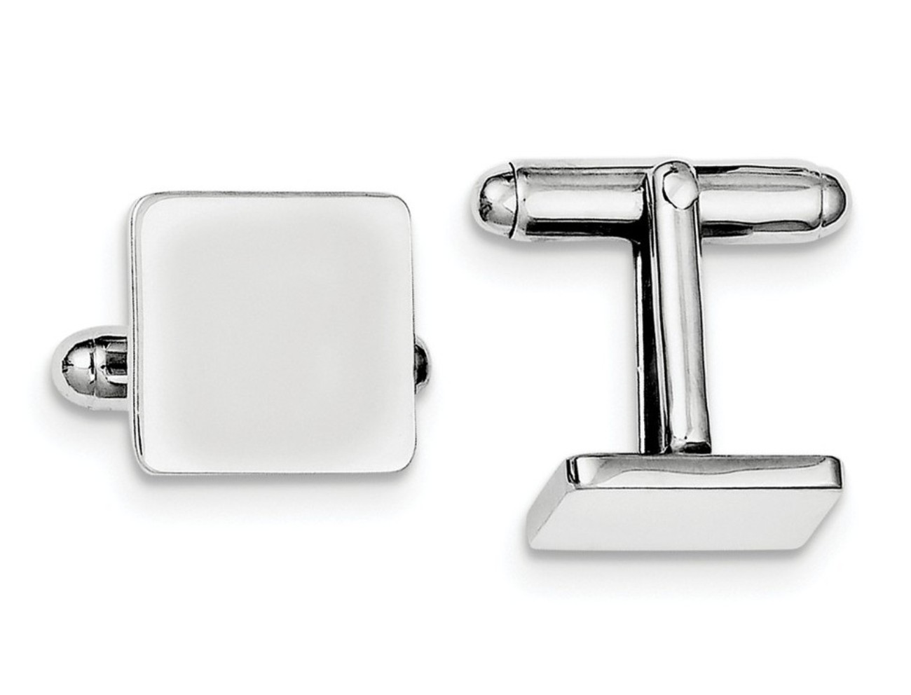 Sterling Silver Rhodium-Plated Square Cuff Links