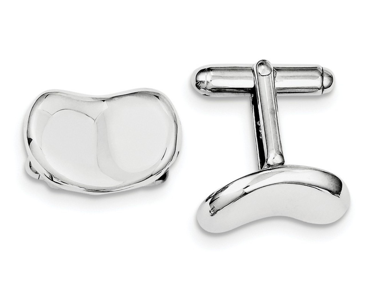 Sterling Silver Rhodium-Plated Wavy Design Cuff Links