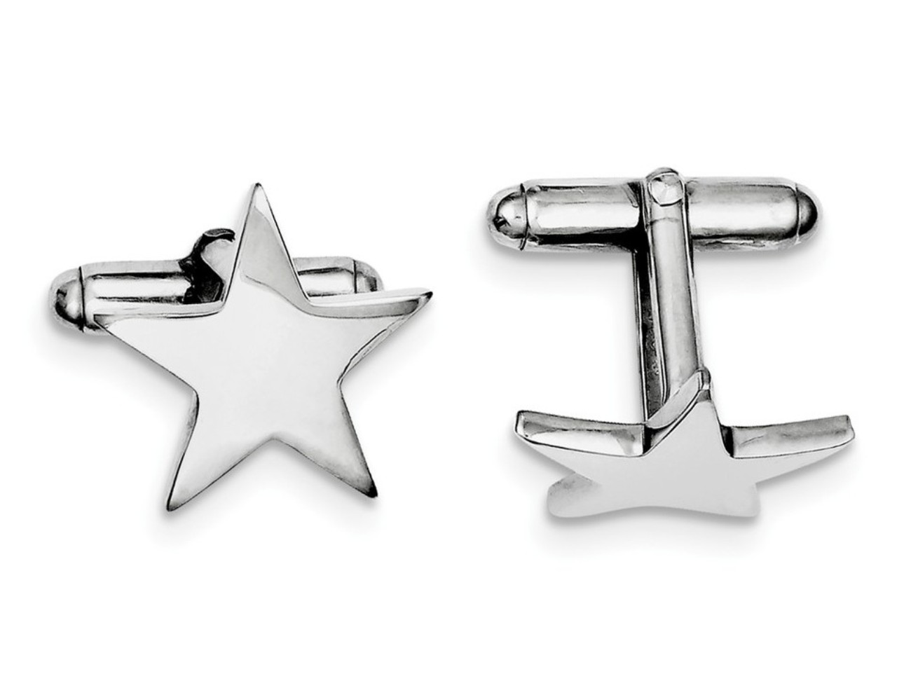 Sterling Silver Rhodium-Plated Star Cuff Links