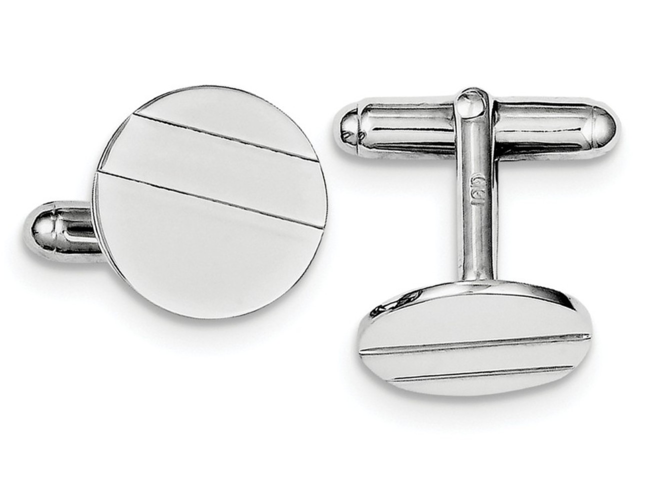 Sterling Silver Rhodium-Plated Circle Cuff Links