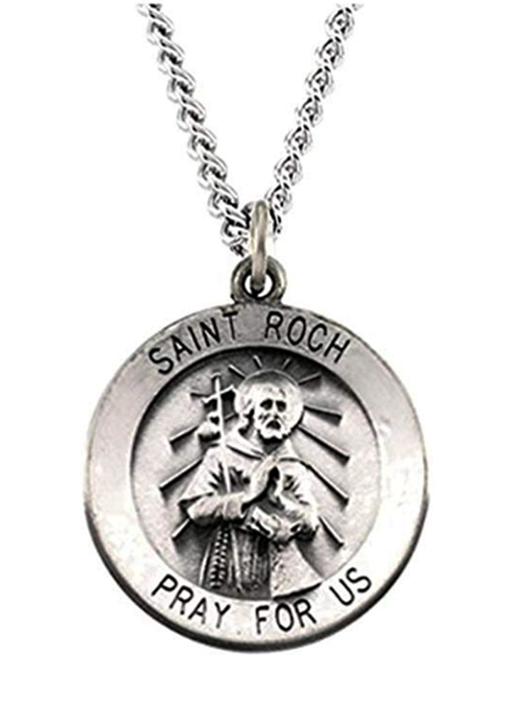 Sterling Silver St. Roch Necklace, 18" (18.5MM).