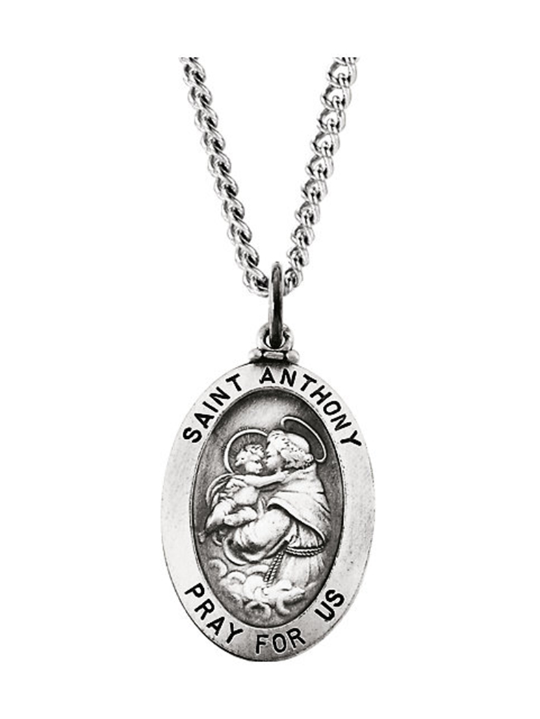 Sterling Silver St. Anthony of Padua Medal.