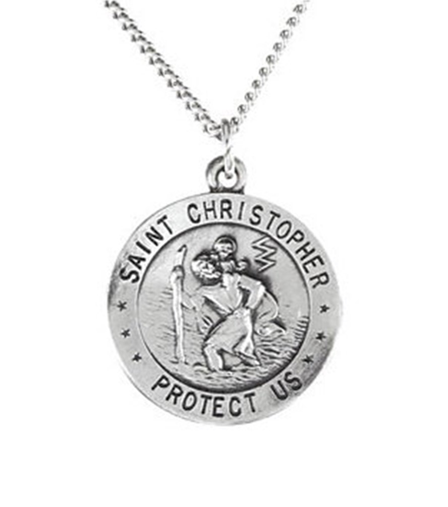 Sterling Silver Reversible St. Christopher/U.S. Army Medal Necklace, 18" (18 MM).