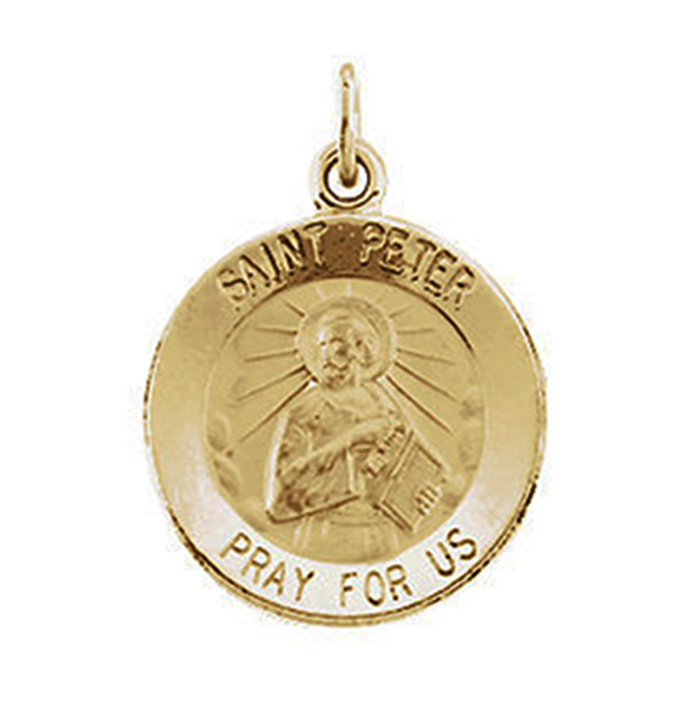 14k Yellow Gold Round St. Peter Medal (15MM).