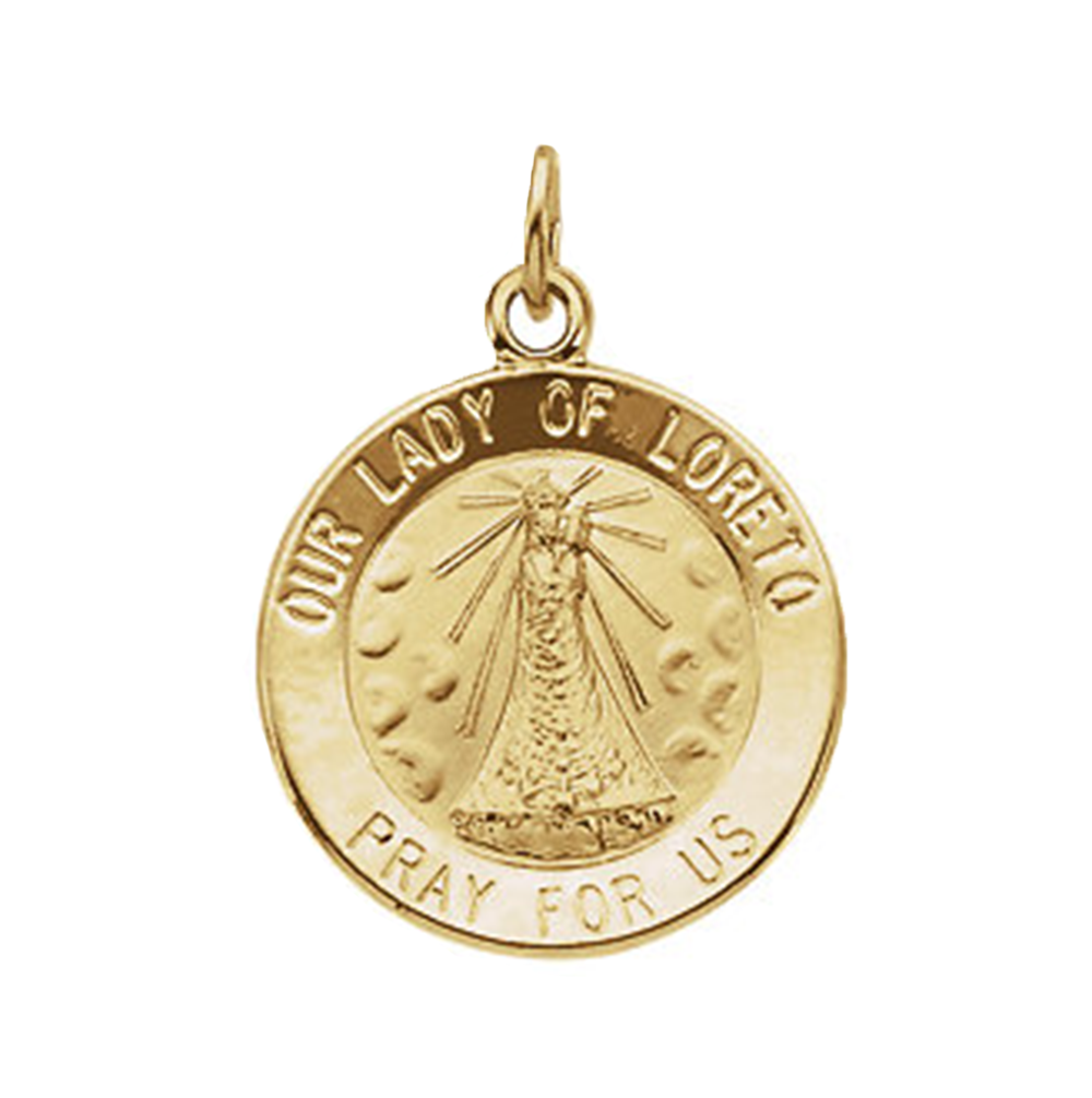 14k Yellow Gold Our Lady of Loreto Medal.
