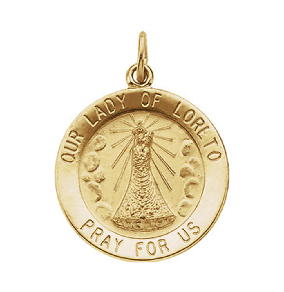14k Yellow Gold Our Lady of Loreto Medal (18.25 MM).