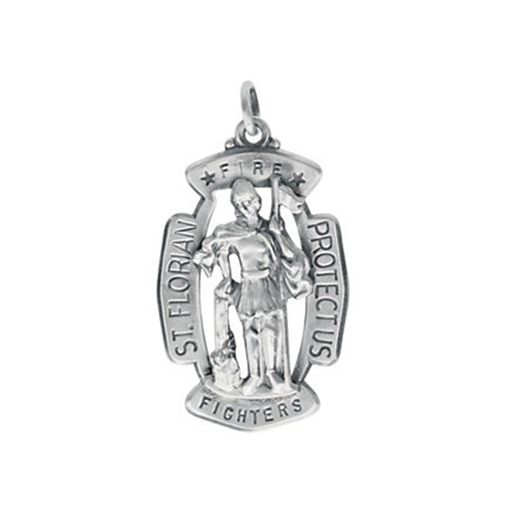 Sterling Silver St. Florian Medal (33x20.5 MM).