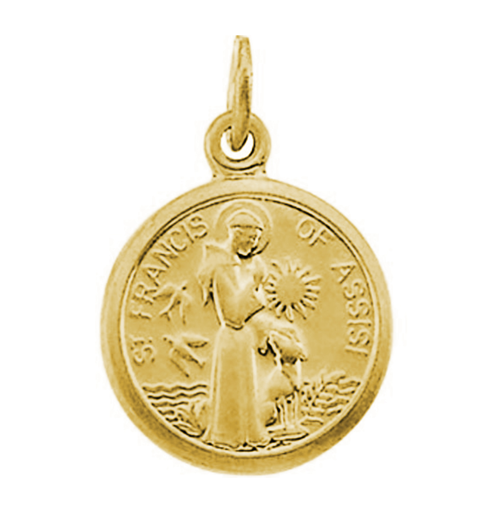 14k Yellow Gold St. Francis of Assisi Medal (10.15x12 MM).