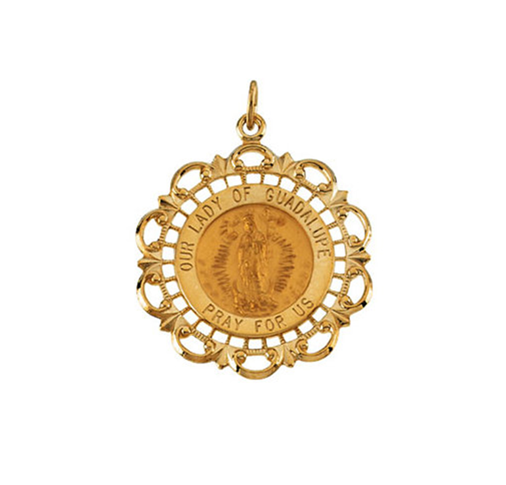 14k Yellow Gold Our Lady of Guadalupe Medal 31x26.5mm.