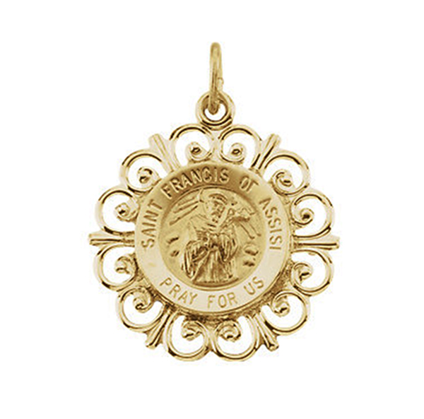 14k Yellow Gold St. Francis of Assisi Medal (18.5 MM).