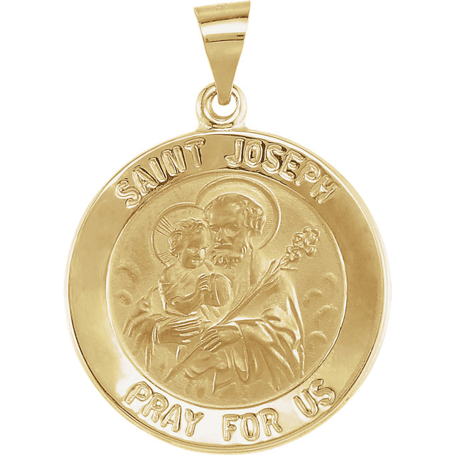 14k Yellow Gold Round Hollow Joseph Medal (22 MM).