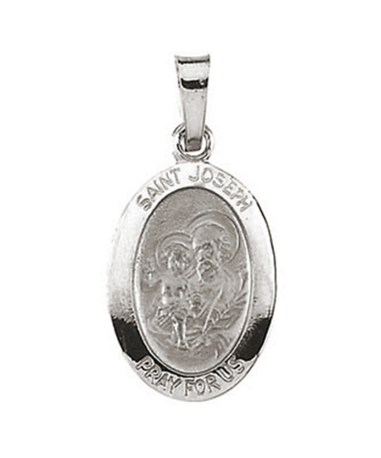 14k White Gold St. Joseph Oval Medal (15x11 MM).