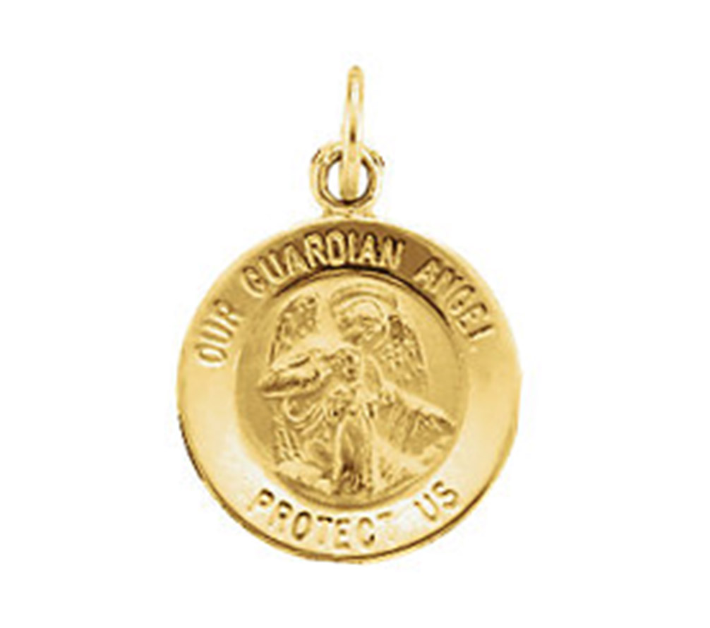 14k Yellow Gold Guardian Angel Medal (12 MM).