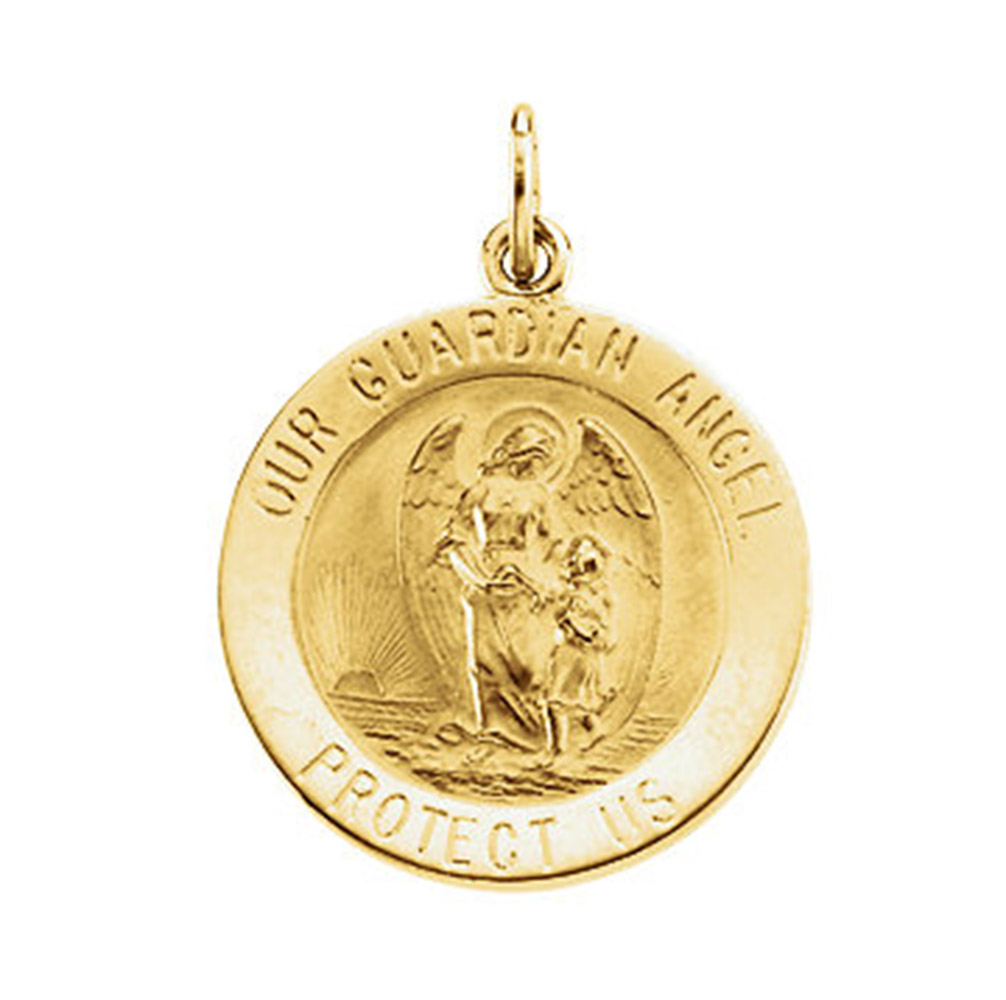 14k Yellow Gold Guardian Angel Medal (18 MM).